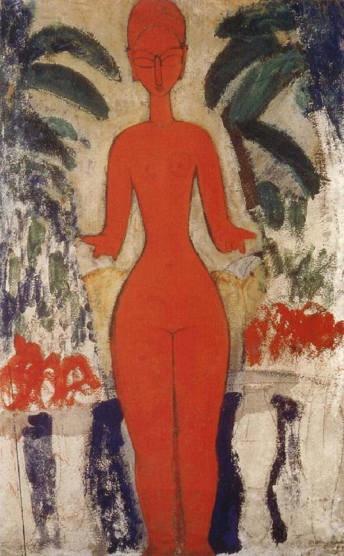 Amedeo Modigliani Standing nud with Garden Background oil painting picture